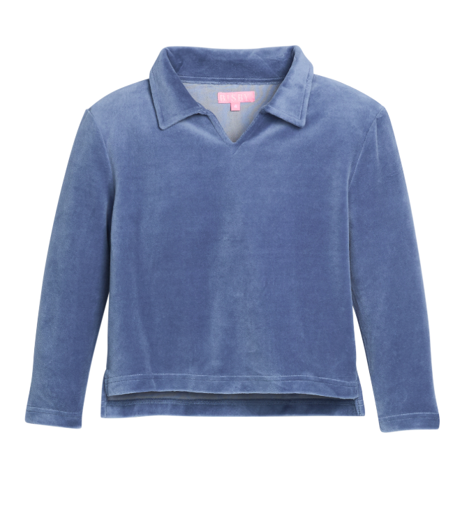 Bibsy: Dusty Blue Velour Pant Set
