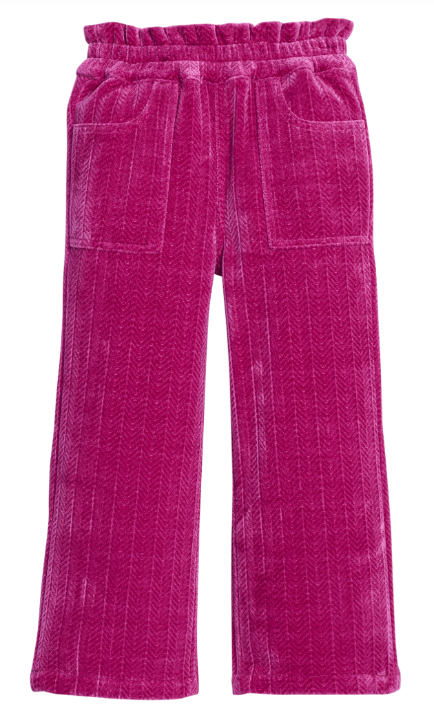 Bibsy: Chelsea Pant - Fuchsia Herringbone Corduroy