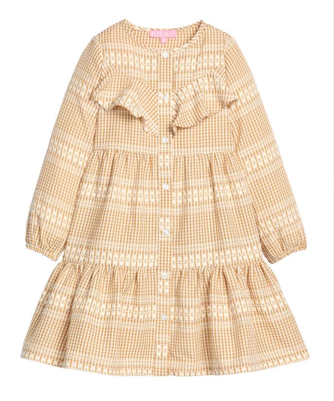 Bibsy: Western Dress - Geneva Gingham Khaki
