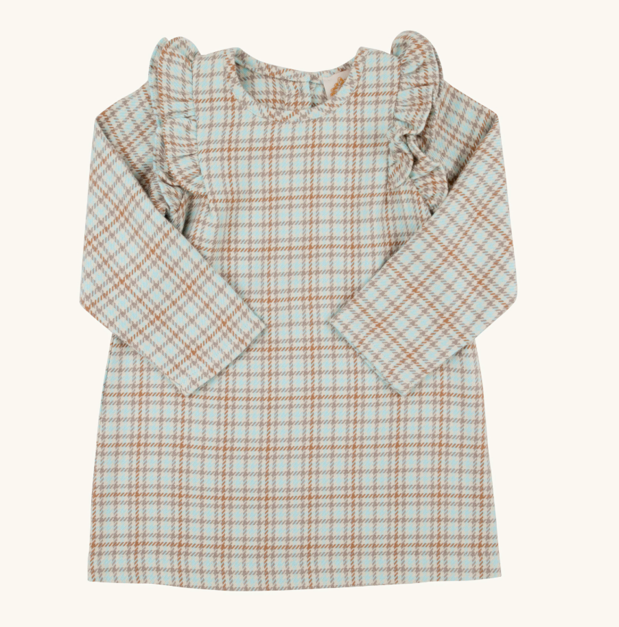 TBBC- Long Sleeve Ruehling Ruffle Dress - Woven Yarn - Henry Clay Houndstooth
