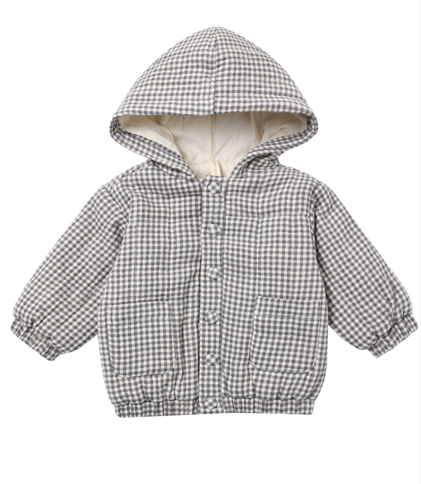 Quincy Mae - Hooded Woven Jacket - Midnight Gingham