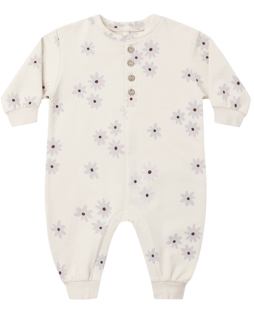 Quincy Mae - Relaxed Fleece Jumpsuit - Blue Daisy