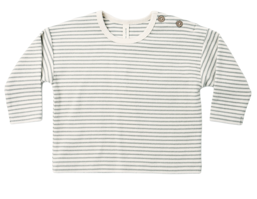 Quincy Mae - Long Sleeve Tee Set - Laurel Microstripe