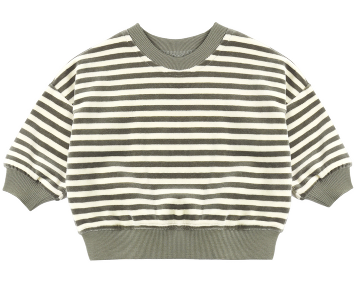 Quincy Mae - Velour Relaxed Sweatshirt - Spruce Stripe