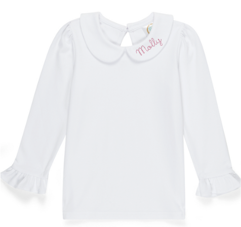 Ruffle Long Sleeve Peter Pan Collar