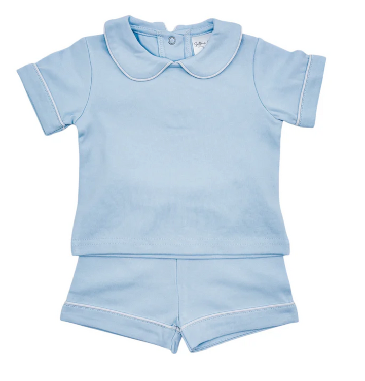 Blue Collared Short Set