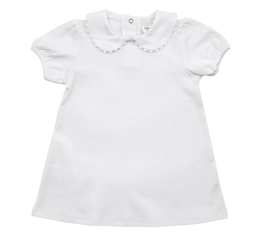 White Scalloped Collar Dress