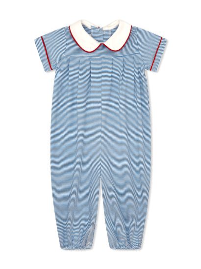 Lullaby Set: Precious Pleated Romper - Seaside Blue Ministripe