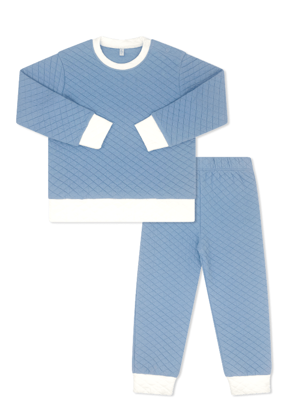 Lullaby Set: Harris Quilted Playsuit - Baylor Blue