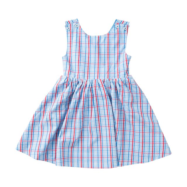 Prodoh - Girls' Crisscross Back Dress Red and Blue Stripe