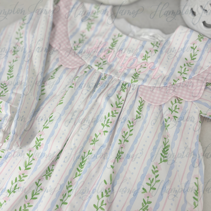 Emily Pink Ivy Scalloped Diaper Set *Pre-Order Ships in October*