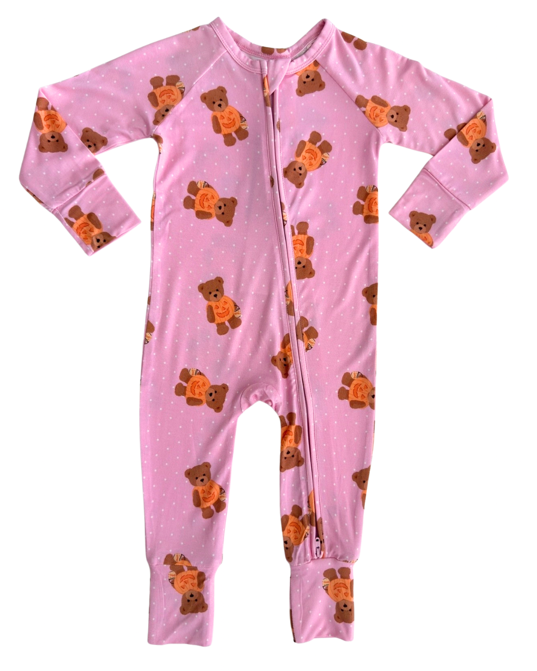 In my Jammers - Polka Dot Little Boo Bear Zipper Romper