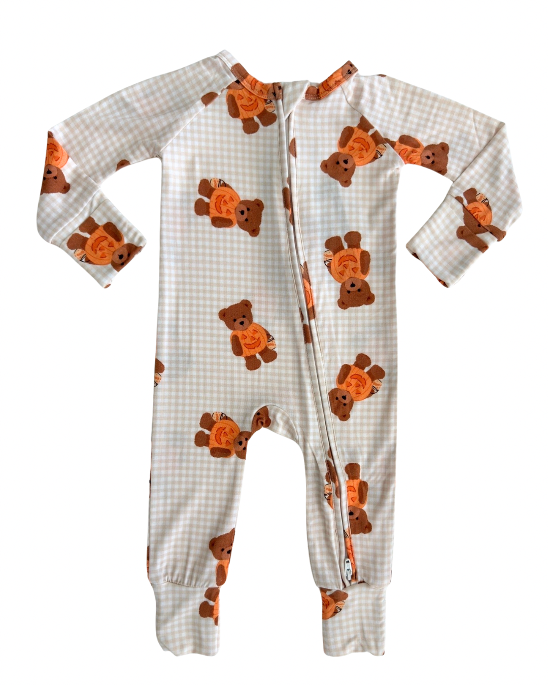 In my Jammers - Gingham Little Boo Bear Zipper Romper