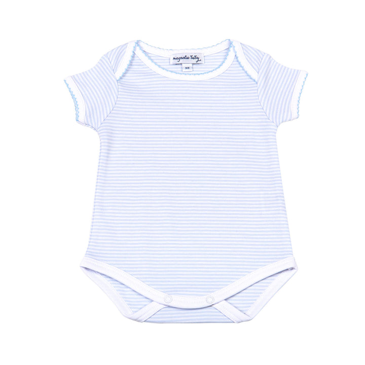 Magnolia Baby - Blue Mini Stripes S/S Lap Bodysuit -