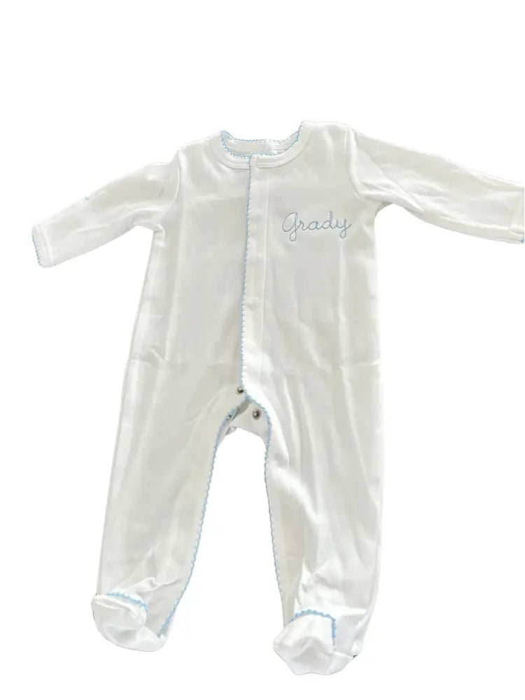 Baby Picot Trim Footie - Blue