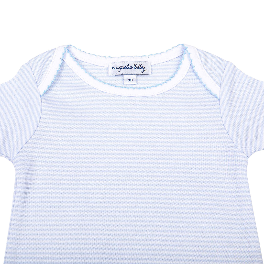Magnolia Baby - Blue Mini Stripes S/S Lap Bodysuit -