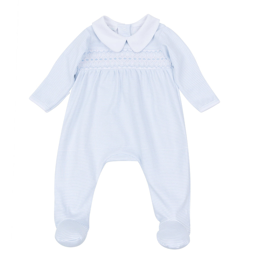 Magnolia Baby: Benjamin Smocked Footie - Blue