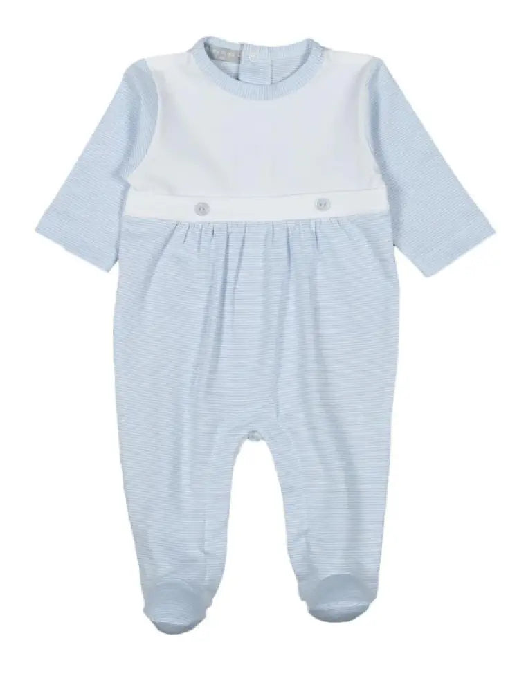 Blue Stripe Pima Bib Footie