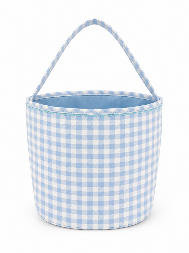 Light Blue Gingham Halloween Bucket