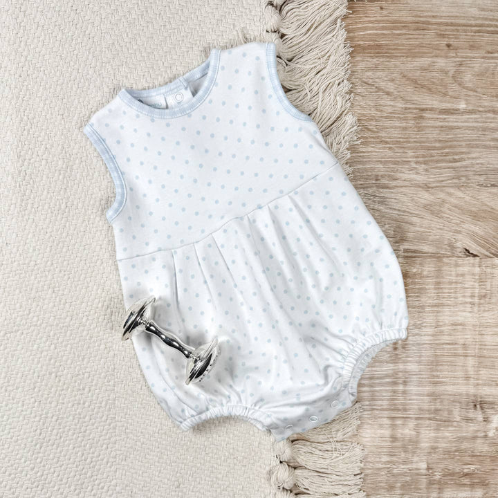 Magnolia Baby - Gingham Dots Sleeveless Bubble - Light Blue