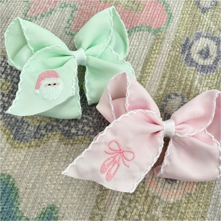 Classic Grosgrain Moonstitch Hair Bow - Medium New Accessory