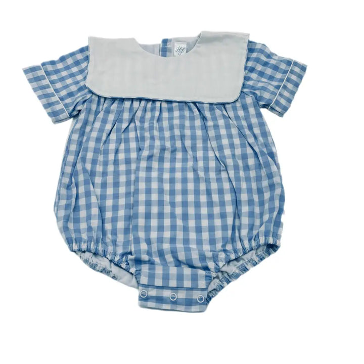 Hampton Blue Gingham Bib Bubble Wholesale
