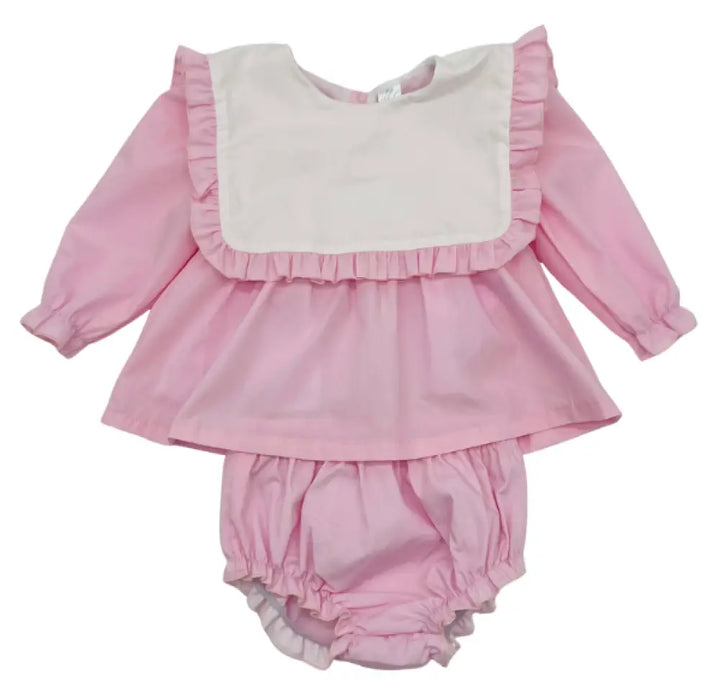 Hampton James Long Sleeve Pink Bib Diaper Set Wholesale