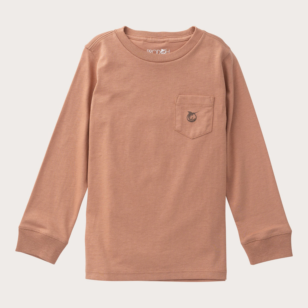 Prodoh - Kid's Long Sleeve Cotton Pocket T-shirt - Mocha Mousse
