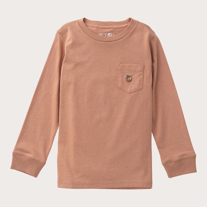 Prodoh - Kid's Long Sleeve Cotton Pocket T-shirt - Mocha Mousse