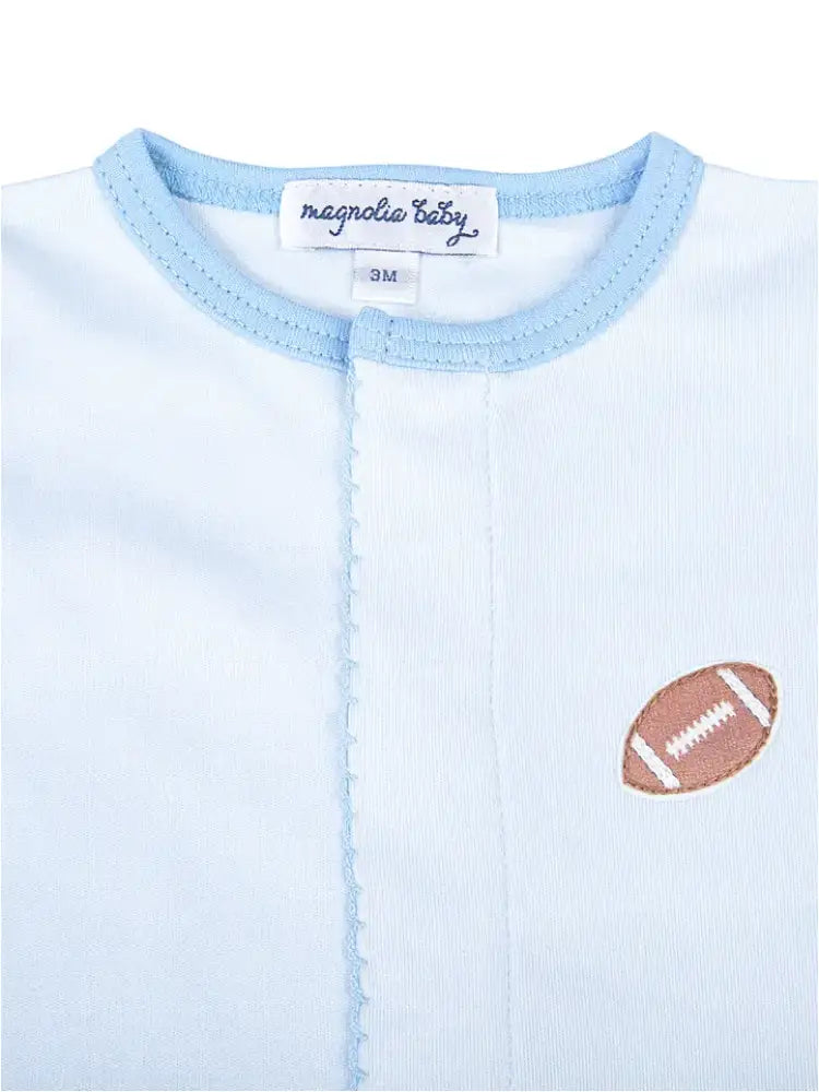 Magnolia Baby Darling Football Blue Embroidery Diaper Cover Set