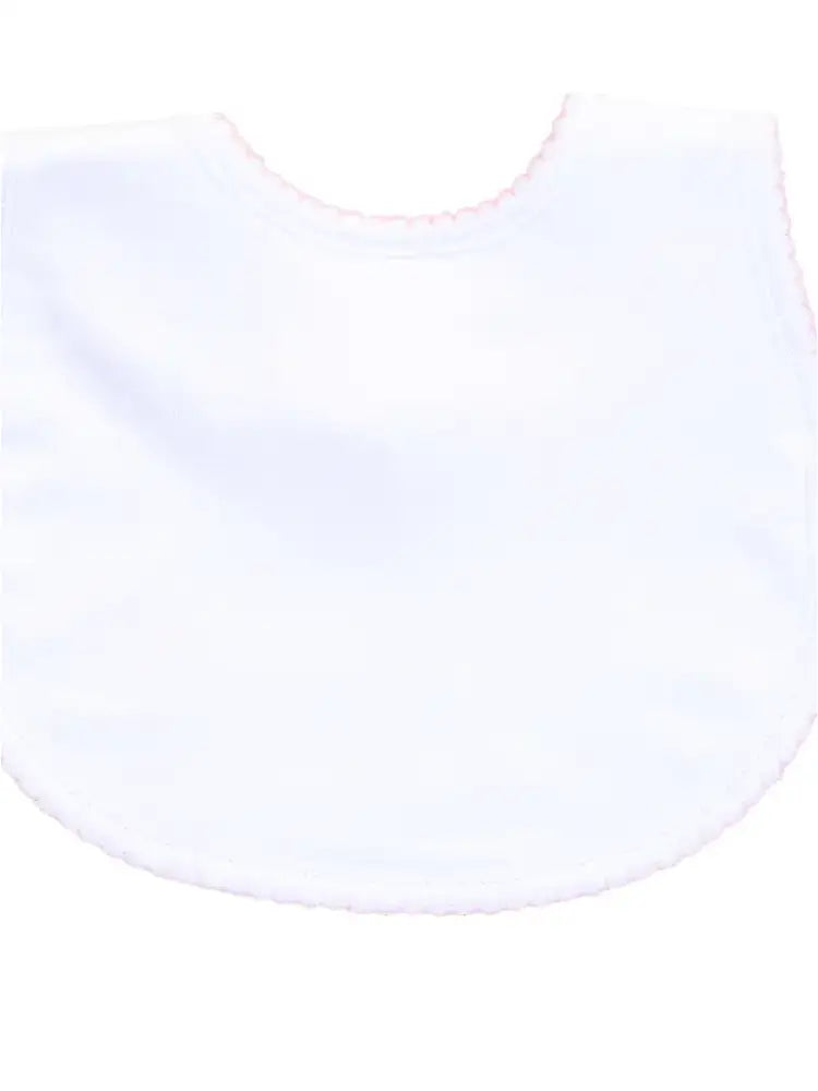 Magnolia Baby Essentials White Bib With Pink Picot Trim