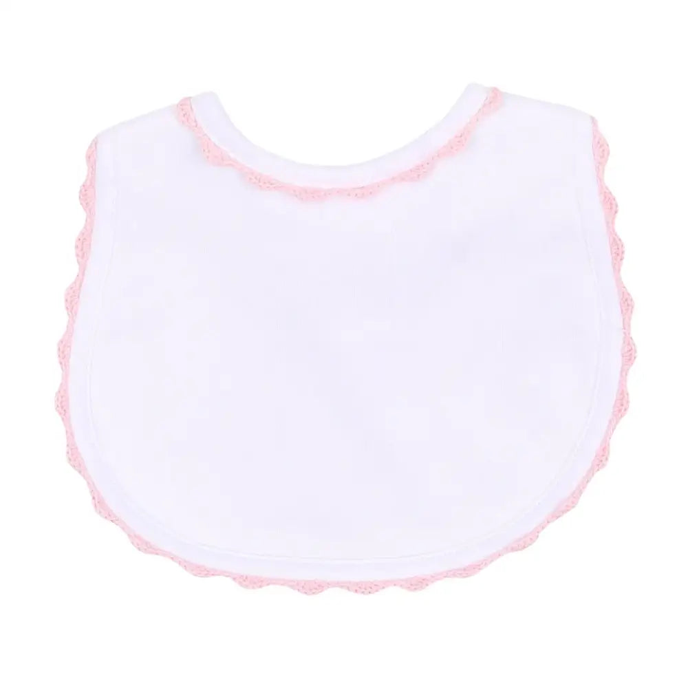 Magnolia Baby- Baby Joy Bib With Crochet Pink Trim
