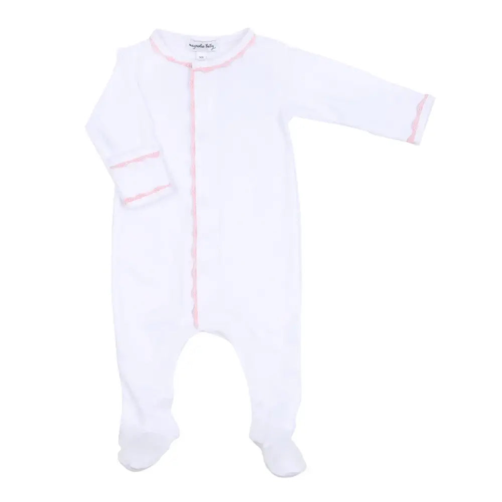 Magnolia Baby Joy Footie With Pink Crochet Trim