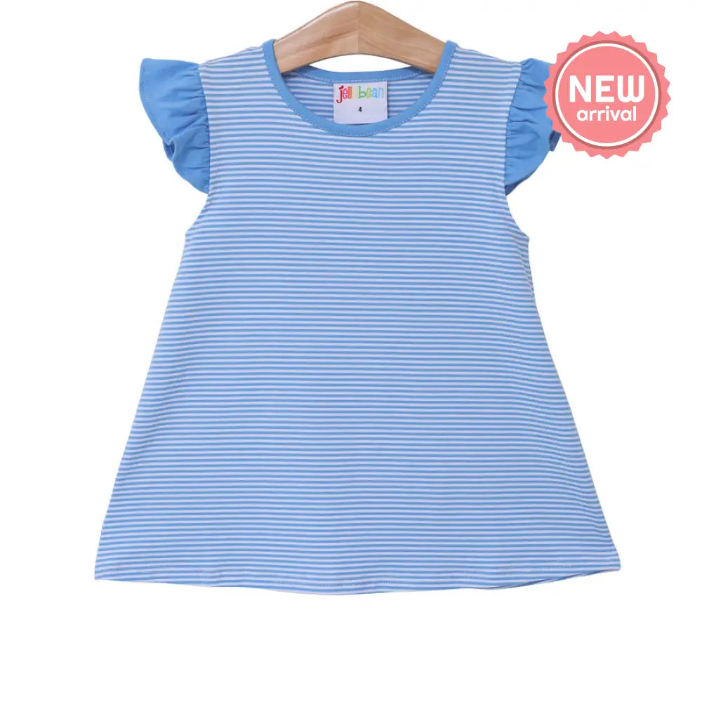 Olivia Flutter Top- Cornflower Blue Stripe Preorder Summer