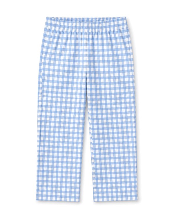 Gingham Knit Pants - Light Blue