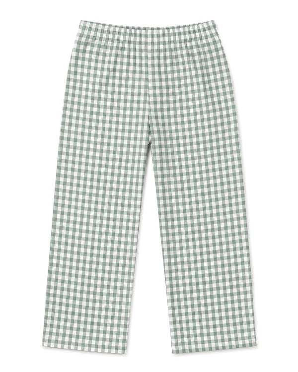 Gingham Knit Pants - Sage