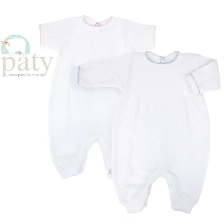 Paty Long Sleeve Romper- Blue Trim New