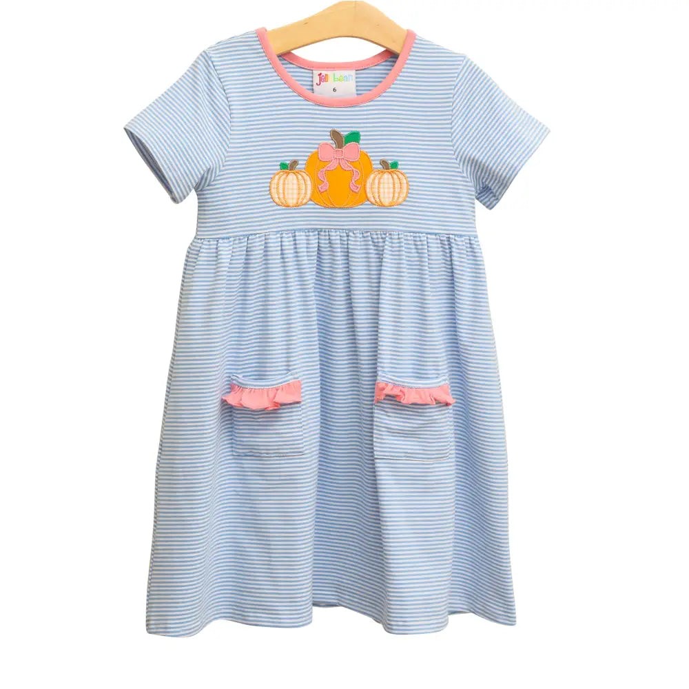 Pumpkin Farm Applique Dress Jellybean 24