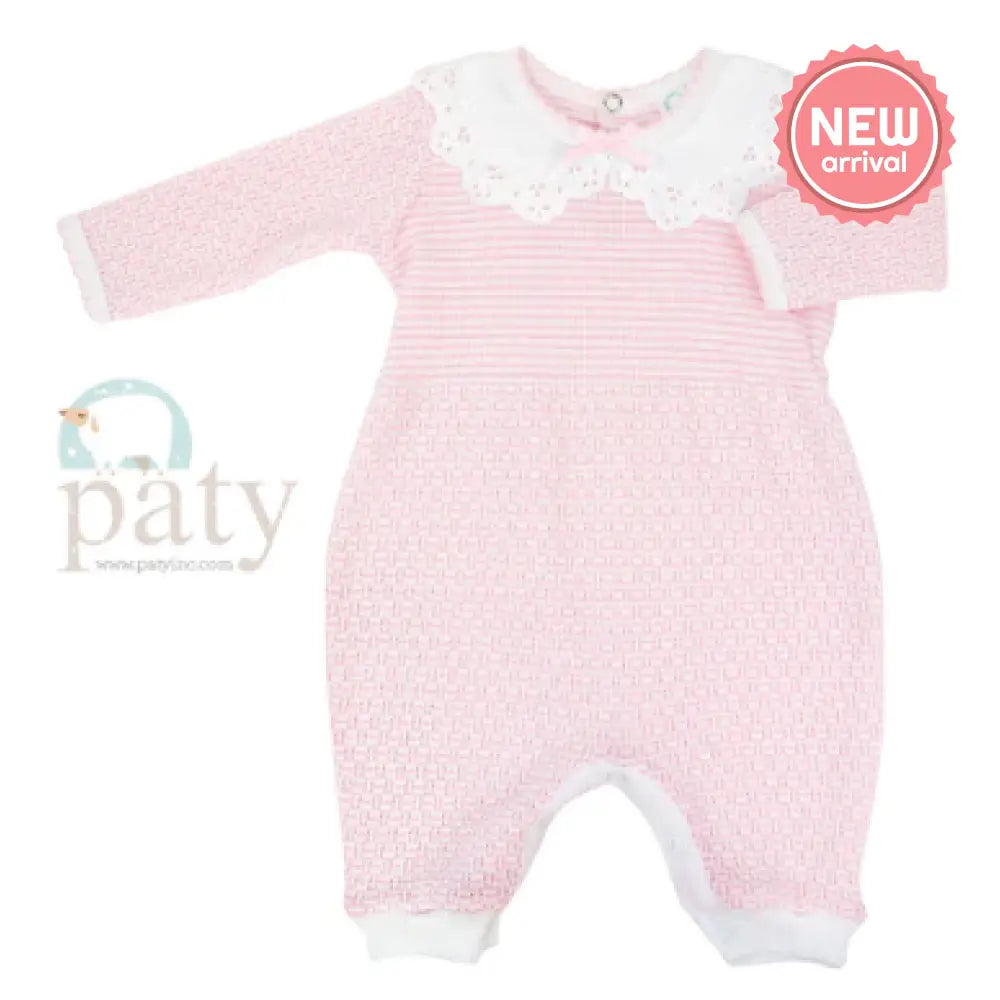 Solid Color Pink Romper W/ Collar #266Lsc New Paty