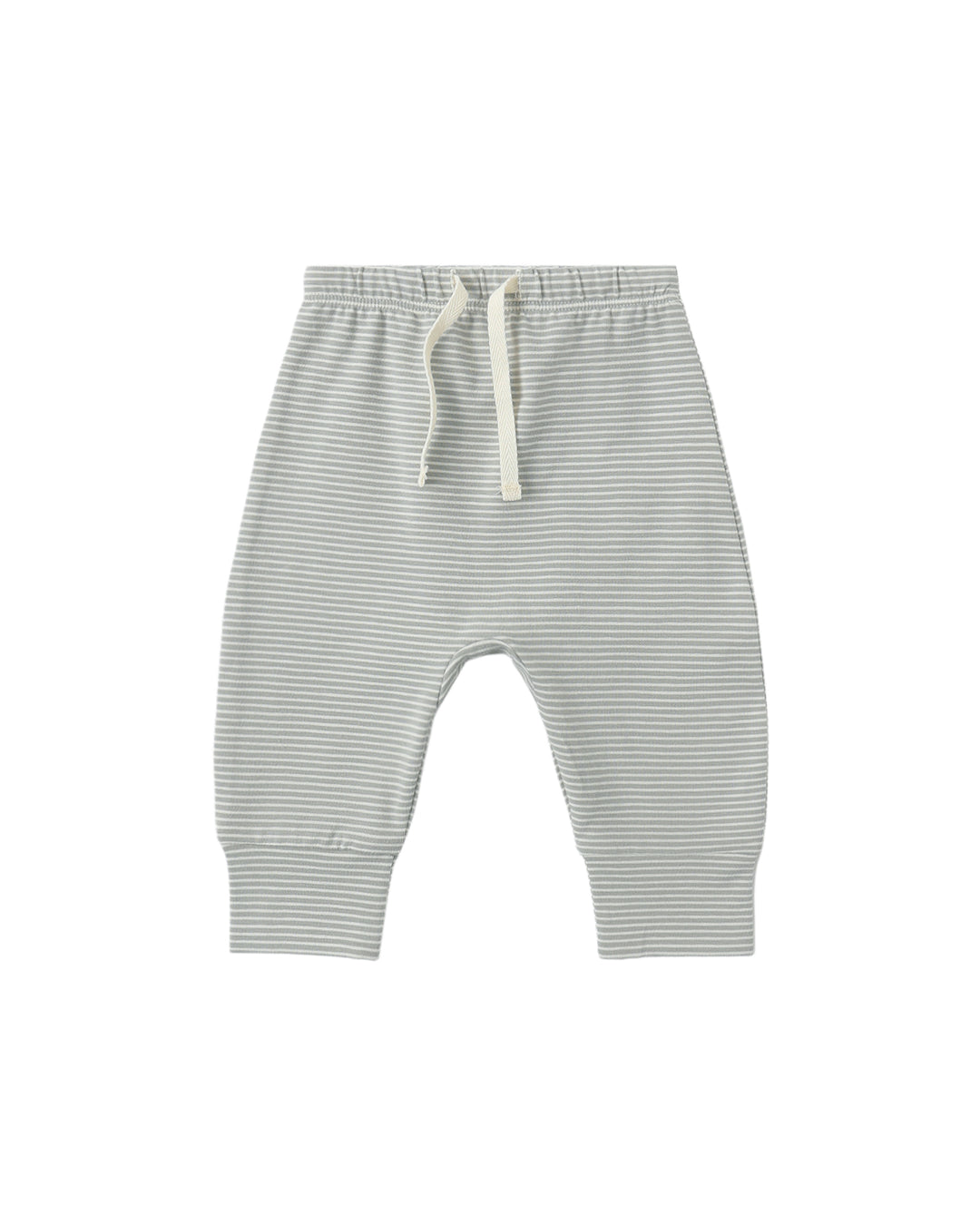 Quincy Mae: Long Sleeve Tee and Drawstring Pants Set - Sage Micro Stripe
