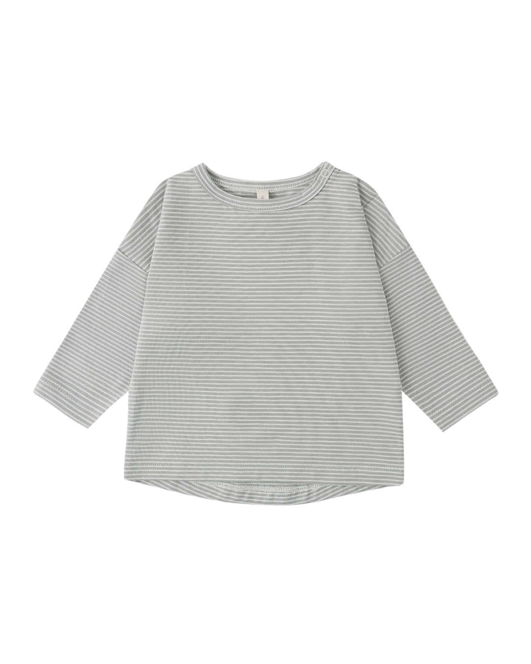 Quincy Mae: Long Sleeve Tee and Drawstring Pants Set - Sage Micro Stripe