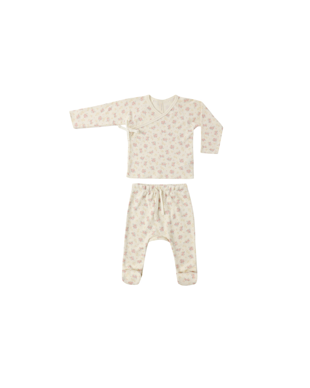 Quincy Mae: Wrap Top & Footed Pant Set - Flower Field