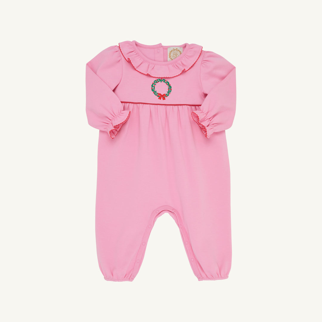 TBBC - LS Ramona Ruffle Romper - Hamptons Hot Pink
