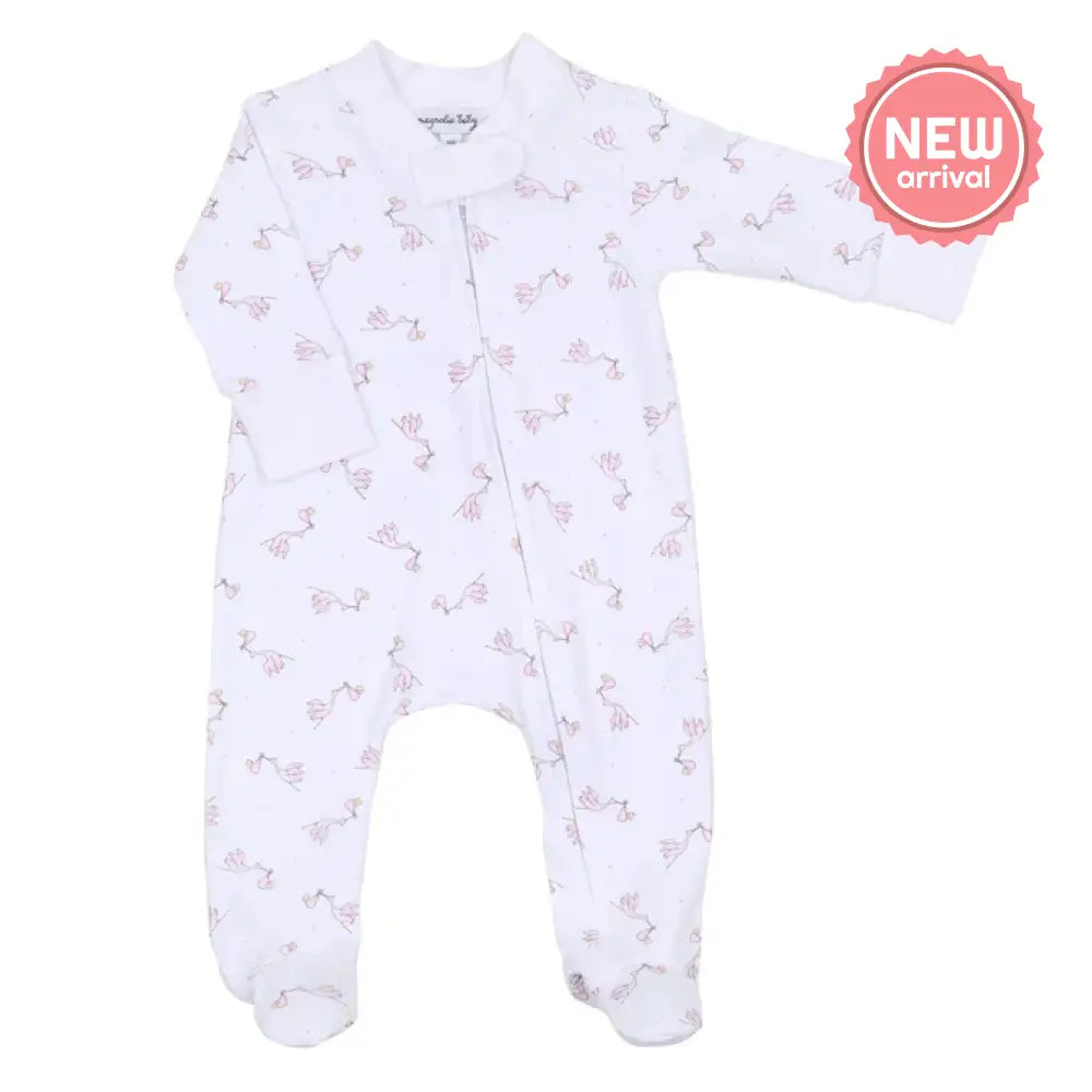 Worth The Wait Zipped Printed Footie - Pink